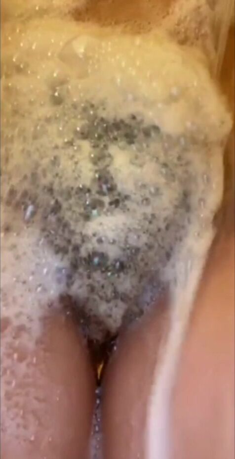 Close up of my bush in the shower ♡ rinsing off the bubbles.